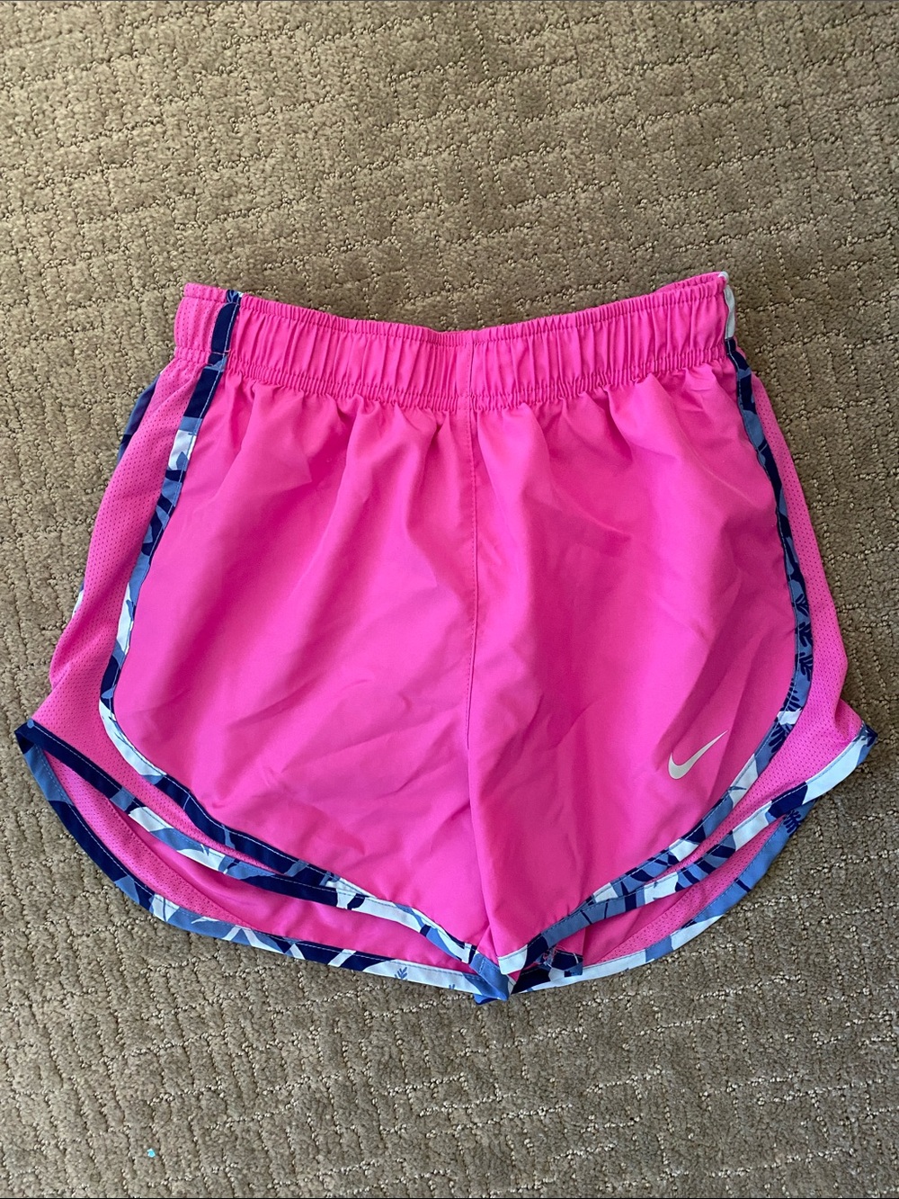 Nike Women's Hot Pink Athletic Shorts with Navy Trim